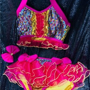 LC NEW 2 available Hot Pink Colorful Sequin Dance Costume